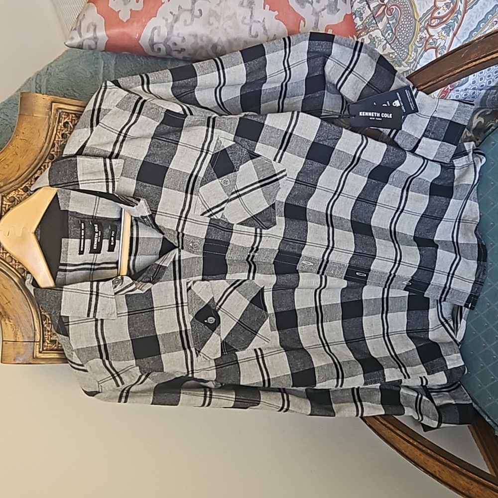 Kenneth Cole, lux slim fit flannel shirt Premium quality men’s sz XL retail $69.